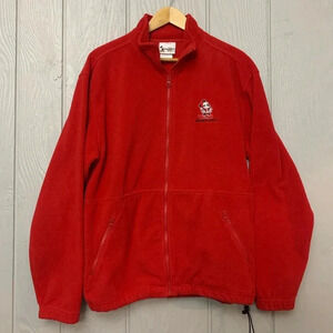 Disney World Red Full Zip Fleece Jacket Santa Mickey Zip Pockets Size M